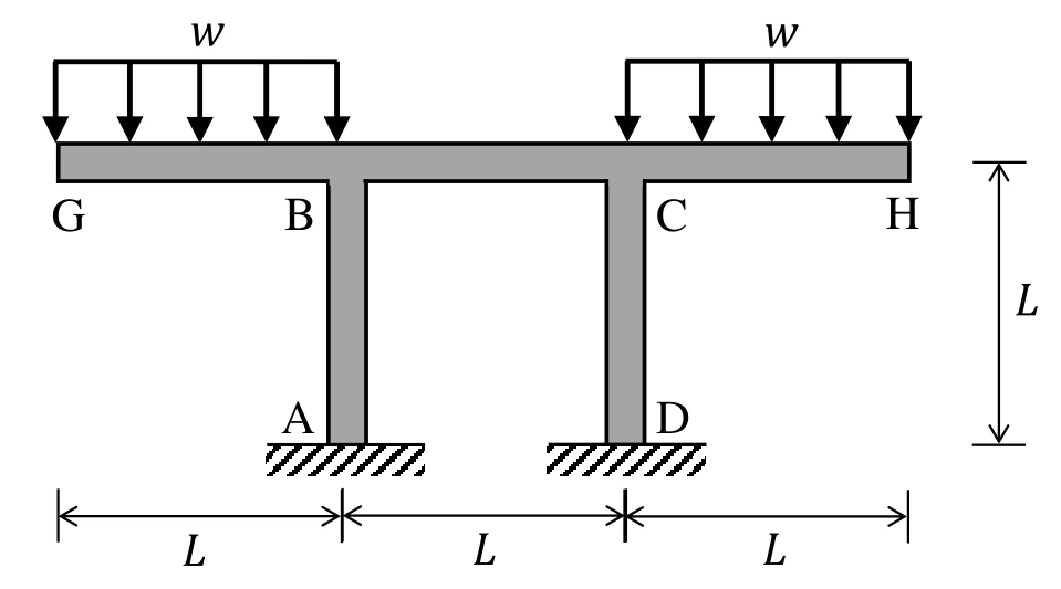 Rigid frame with loaded overhangs for Q54